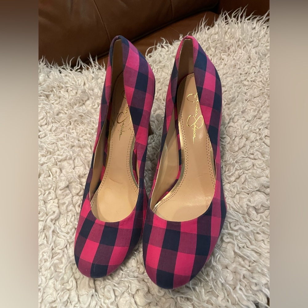 Jessica Simpson Checkered Pink Pattern Size 8.5 - Picture 4 of 6
